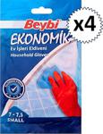 Beybi̇ Bulaşık Temizlik Eldiveni Small 7-7.5 (4 Adet)