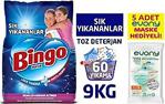 Bingo Matik Toz Deterjan Sık Yıkananlar 9 Kg + 5 Adet Evony Maske Hediye