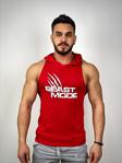 Black Erkek Kırmızı Beast Mode Kapüşonlu Fitness Atleti