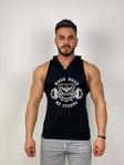 Black İstanbul Black - Work Hard - Tank Top Gym Kapşonlu Hoodie Sporcu Atleti