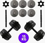 Body-Gym 15 Kg Vidalı Dambıl Halter Set Fitness Dumbell Ağırlık Seti Vücut Geliştirme Aleti