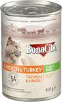 BonaCibo Jöleli Tavuk ve Hindili 400 gr Yetişkin Kedi Konservesi