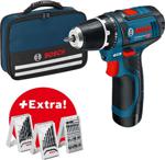 Bosch GSR 12 V-15 2 Ah Çift Akülü + 3 Setli Professional Delme/Vidalama - Çantalı