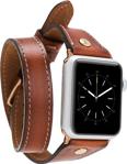 Bouletta Apple Watch Deri Kordon 38-40mm Slim Çift Tur Gold Trok Rst2ef Taba