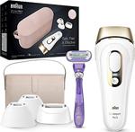 Braun Silk-Expert Pro Epilasyon Cihazı, Kalıcı Ve Gözle Görünür Pürüzsüzlük, Vücut Ve Yüz Için, Hassas Bölgeler Için Hassas Başlık, 400.000 Işık Darbesi, Beyaz/Altın Rengi