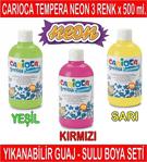 Carioca Tempera Neon Renkler Yıkanabilir Sulu Boya Seti 3 Renk X 500 Ml.