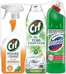 Cif 750 Ml Mutfak Spreyi + Cif Jel 750 Ml + Domestos 810 Ml Çamaşır Suyu