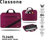 Classone Romeo Serisi Tl2405 13-14 Inch Uyumlu Su Geçirmez Kumaş, Laptop, Notebook El Çantası- Bordo