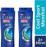 Clear Men Cool Sport Menthol Kepeğe Karşı 550 ml x2 Adet Şampuan