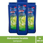 Clear Men Günlük Arınma Ve Ferahlık Şampuan 485 Ml 3 Adet