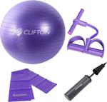 Clifton 65 Cm Mor Dura-Strong Deluxe Pilates Topu+Body Trimmer +Pilates Bandı + Pompa Set