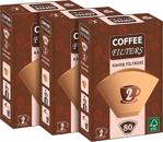 Coffee Filters 1/2 2 Numara Filtre Kahve Kağıdı Paket Brown 3 X 80 Adet