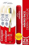 Colgate Mikro Ince Gelişmiş Gold Ekstra Yumuşak Diş Fırçası X 2 Adet + Diş Fırçası Kabı