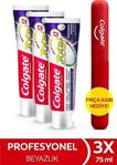 Colgate Total Profesyonel Beyazlık Beyazlatıcı Beyazlatıcı Diş Macunu 75 Ml X 3 Adet + Fırça Kabı He