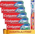 Colgate Üçlü Etki Diş Macunu 50 Ml X 5 Adet + Premier Diş Fırçası Orta (Medium) X 1 Adet