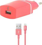 Compact Serisi Apple Iphone Lightning Kablolu 1A Seyahat Şarj Cihazı Pembe