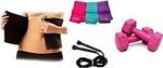 Cosfer Pilates Seti Termal Kemer + 1 Kg X 2 Adet Dambıl 3'Lü Direnç Bandı 120X7,5 Cm Atlama Ipi