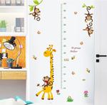 Crystal Kids Zürafa Ve Maymunlar Boy Ölçer Bebek Ve Çocuk Odası Dekorasyonu Duvar Sticker Çıkartma