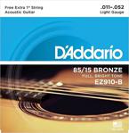 Daddario Akustik Gitar Tel Seti, 85/15 Bronze, Lıght Gauge (.011-.052), Fu