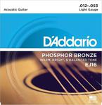 Daddario Ej16 Akusti̇k Gi̇tar Tel Seti̇, Phosphor-Bronze, Light Gau