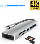 Daytona Airsky Hc-13 Type-C To 3Xusb 3.0 4K Ultra Hd Hdmi Sd Tf Kart Girişli 6In1 Çevirici Hub Adaptör