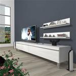 Decoraktiv Eko 4 Mdf Std Krom Ayaklı Tv Ünitesi Tv Sehpası Parlak Beyaz