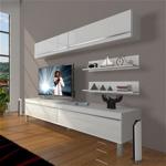 Decoraktiv Eko 5 Mdf Std Krom Ayaklı Tv Ünitesi Tv Sehpası Parlak Beyaz