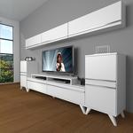 Decoraktiv Ekoflex 9 Mdf Retro Tv Ünitesi Tv Sehpası Parlak Beyaz