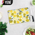 Decori̇ta Sarı Limonlar Cam Kesme Tahtası - Kesim Tablası 20cm X 30cm