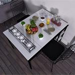 Dekorfi̇m Manolya 6 Raflı Akıllı Mutfak Masası Yemek Masası Çalışma Masası Beyaz