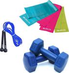 Delta 1 Kg X 2 Adet Plastik Dambıl 3'Lü Pilates Bandı Atlama İpi