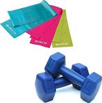 Delta 1 Kg X 2 Adet Plastik Dambıl 3'Lü Pilates Bandı Mavi