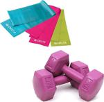 Delta 2 Kg X 2 Adet Plastik Dambıl 3'Lü Pilates Bandı Fuşya