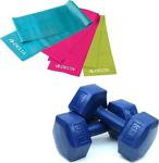 Delta 3 Kg X 2 Adet Plastik Dambıl 3'Lü Pilates Bandı Mavi