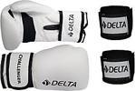 Delta Challenger Dura-Strong Boks Eldiveni + Boks El Bandajı Seti - 14 Oz - Beyaz - Siyah