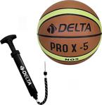 Delta Pro X Deluxe Kauçuk 5 Numara Basketbol Topu + Top Pompası