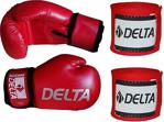 Delta Storm Deluxe Pu Boks Eldiveni + Boks El Bandajı Seti - 10 - Kırmızı