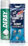 Derby Samurai 3 Bıçaklı 10'Lu Poşet + Tıraş Köpüğü Mentol 200 Ml