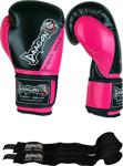 Dragon Carbon 5 Si̇yah-Pembe Renk Boks Eldiveni Ve Siyah Renk Bandaj 2'Li Set