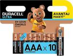 Duracell Alkalin Aaa Ince Kalem Piller, 10 Lu Paket + Ultra