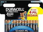 Duracell Turbomax AAA 8 + 4 İnce Kalem Pil