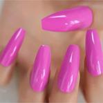 Eda Luxury Beauty Pembe Neon Takma Tırnak Lüks Profesyonel Parlak Extra Uzun Kare Ballerina Nail Art Yapıştırıcılı Set