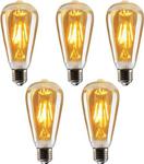 Edison St64 Flamanlı Rustik 4W Led Ampul 5'li Dekoratif Vintage Aydınlatma