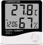 Emay Htc-1 Dijital Termometre Sıcaklık Ve Nem Ölçer Masa Saati Alarm