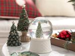 English Home Christmas Tree Ledli Kar Küresi 10X10X14 Cm Beyaz - Yeşil