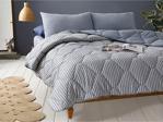 English Home Comfy Stripe İpliği Boyalı King Size Uyku Seti 240X220 Cm Mavi