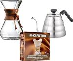 Epinox Kahve Demleme Ekipmanı Seti (Ist Coffee Chemex 800 Ml, Kettle 1200 Ml Ve Kafiltro 100 Ad)