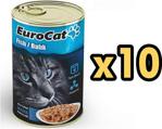 Eurocat Balıklı 415 gr 10'lu Paket Yetişkin Kedi Konservesi