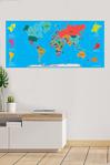 Evbuya Renkli Dünya Haritası - Yapışkansız Tutunan Akıllı Kağıt
