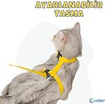 Evene Kedi Tasması Kedi Göğüs Bel Ayarlanabilir Dayanıklı Sağlam Tasma Sarı